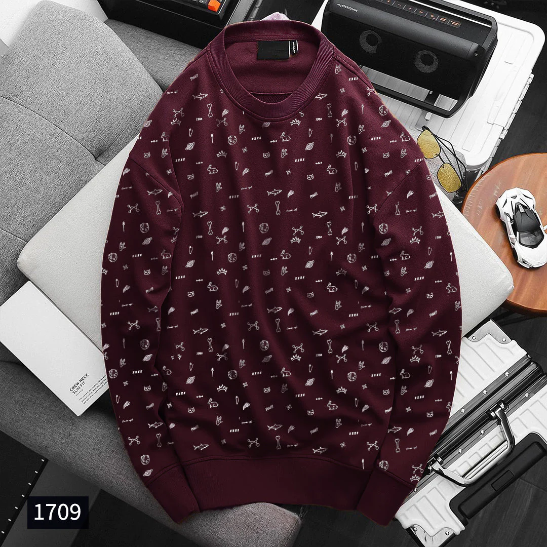 All Over Printed Maroon Sweatshirt